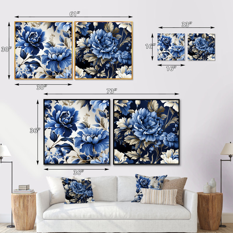 Motif victorien Regal, H 16 po x l 33 po, Cadre flottant brun
