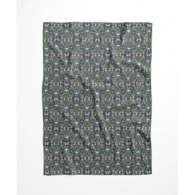 Bees & Butterflies Sage Velveteen Fleece Blanket