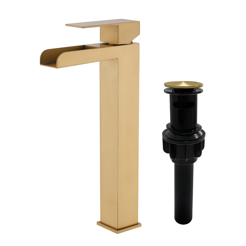 Bathroom Faucet Vessel Sink Faucet Tall Bathroom Sink Faucet With Pop-up Drain 12.4 Inch Waterfall Faucet Single Handle Faucet For Bathroom Sink 1 Hole Vanity Faucet