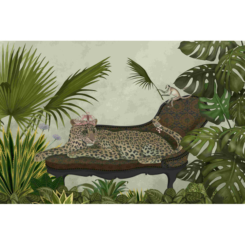 Méridienne Leopard, H 20 po x l 30 po x P 1,25 po