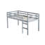 Lit mezzanine simple en bois d'hévéa massif gris. Facilement accessible. Base à lattes renforcée. Rangement supplémentaire sous le lit. Lit gris de faible hauteur pour un sommeil paisible, en bois. Inclus. Plateforme durable. Under-689148285