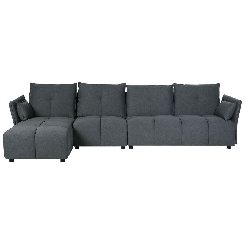 Aidas 4 Seater Sofa & Chaise, Graphite Grey