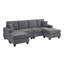 Ensemble de canapé modulaire 3 pièces avec accoudoir à droite et à gauche avec port USB et causeuse sans accoudoirs, pieds en plastique assortis à deux coussins, finition gris ardoise du salon principal