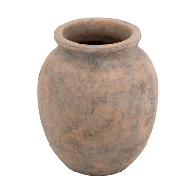 D10.5X13" Round Terracotta Vase With Earthy Texture