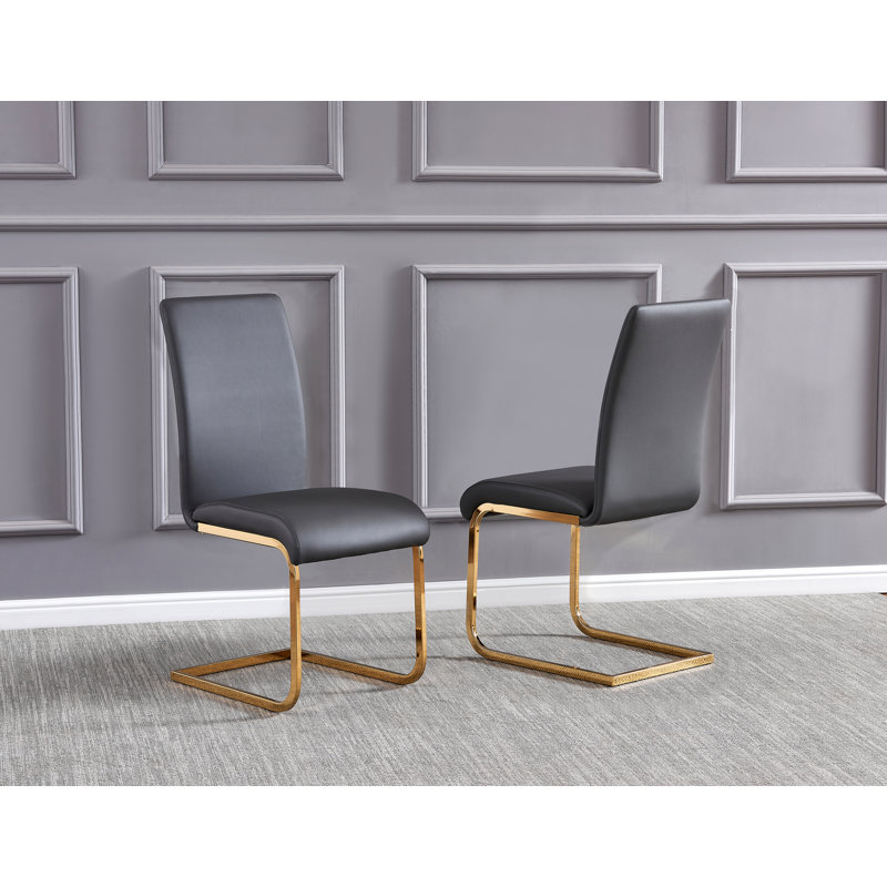 Chaise d'appoint rembourrée Steelman, Gris, Doré