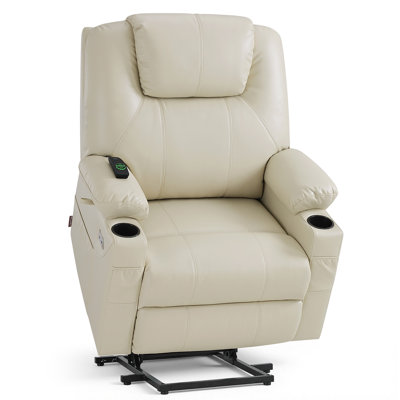 Power Recliner Lift Chair with Vibration Massage and Heat, USB & Cup Holder, Faux Leather