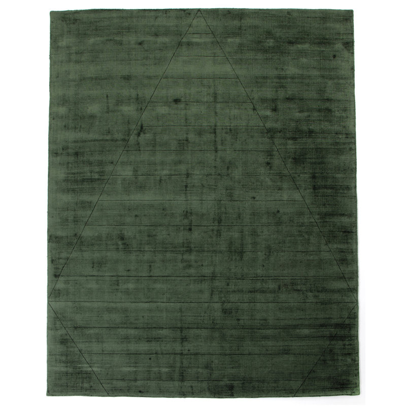Sadzi Hand Knotted Area Rug in Green, Rectangle 8' x 10'