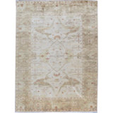Hand-Knotted High-Quality Ivory and Light Green Area Rug