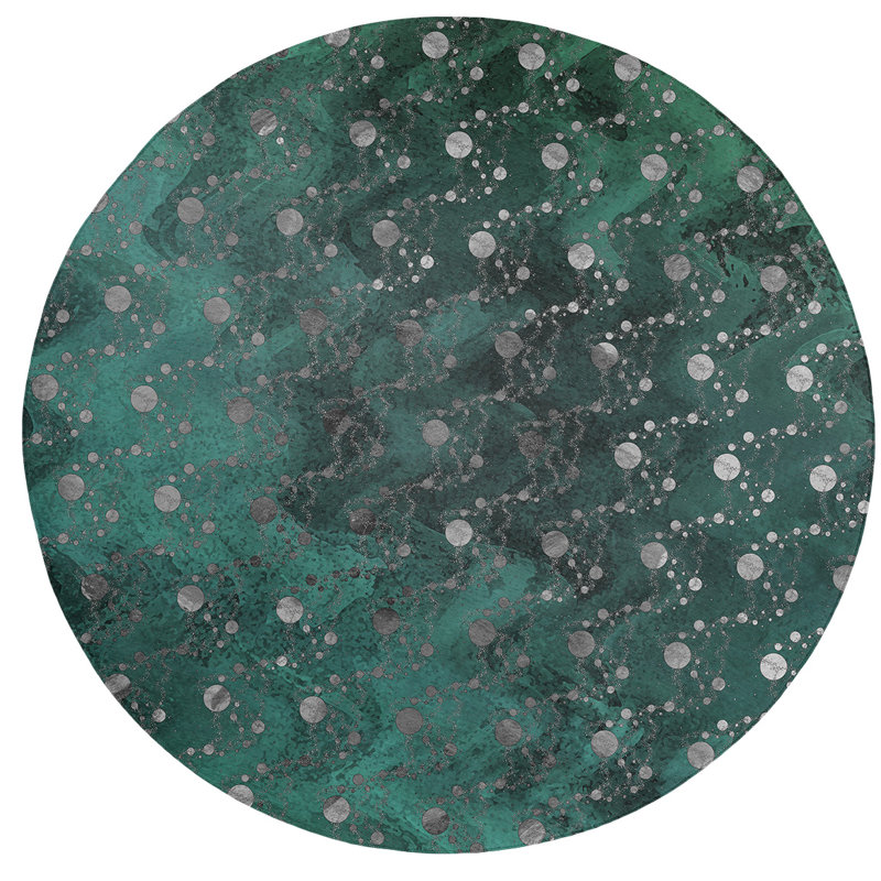 Chenille Polka Dots Indoor Rug, Round 5'