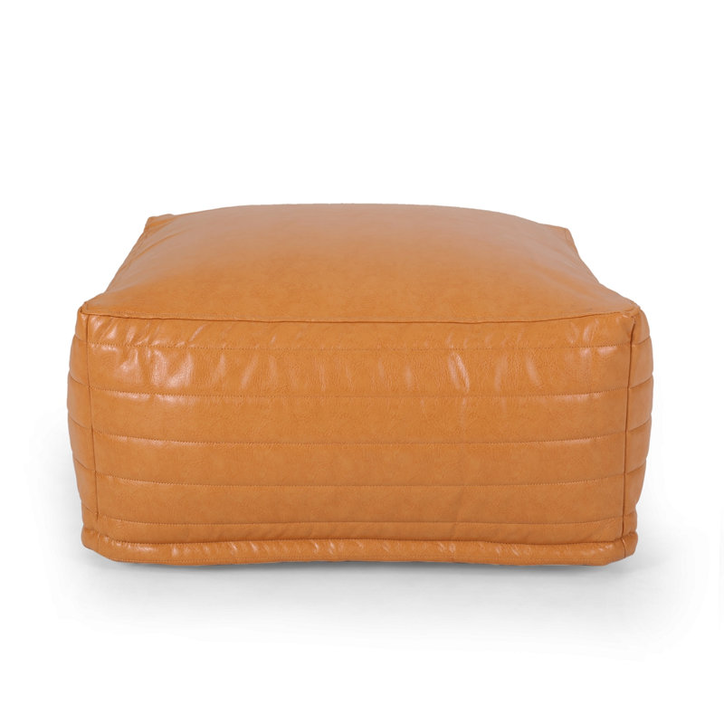 Repose-pieds rectangulaire en similicuir Bambo, caramel, Chameau