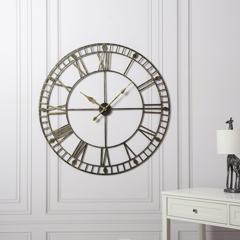 Elienor Iron Wall Clock, 100cm H x 100cm W x 5cm D, Black/Gold