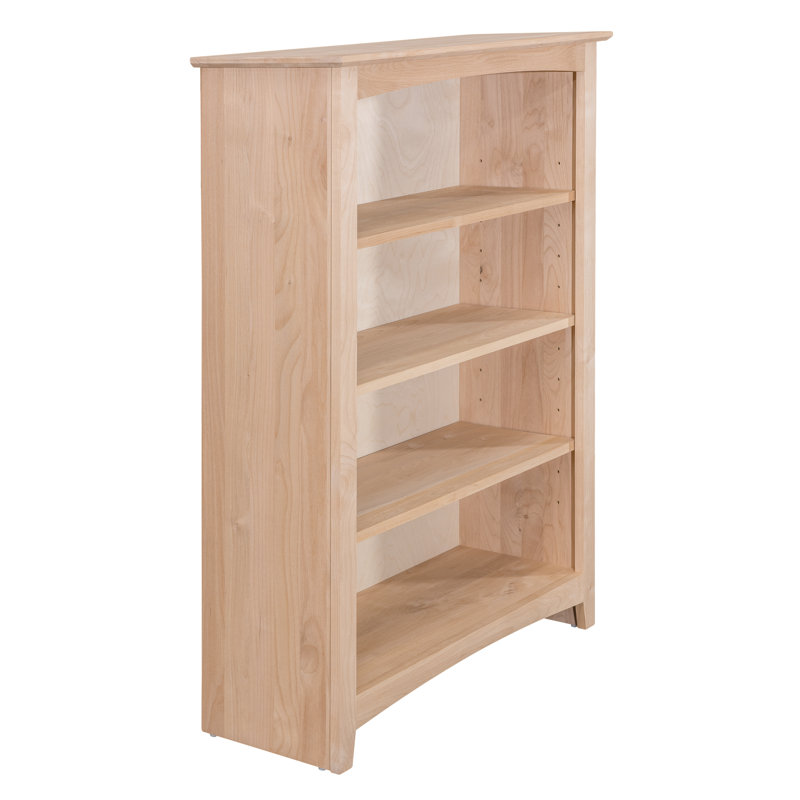 Malani 36" H Solid Wood Classic Bookcase, Unfinished, (4 Shelves) 48"H x 31.75"W x 12.875"D