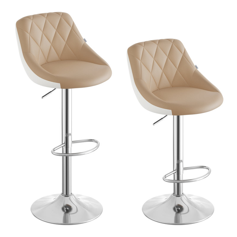 Dequay Swivel Bar Stool, Khaki/White