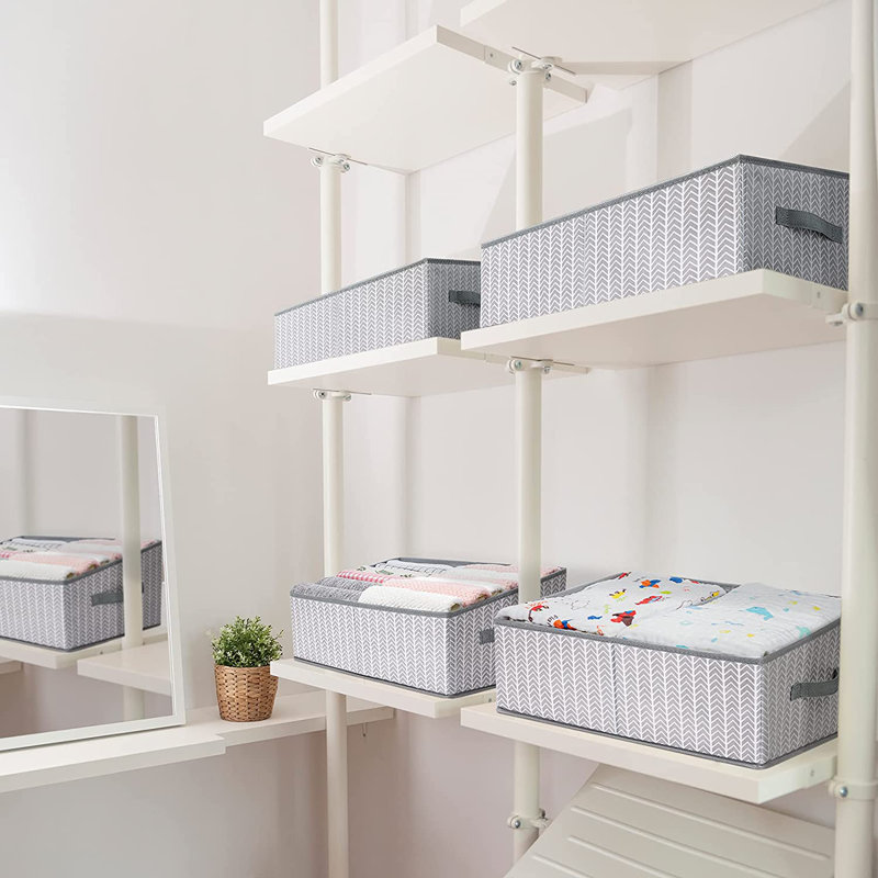 Tissu Cube ou bac en tissu, Gris / blanc