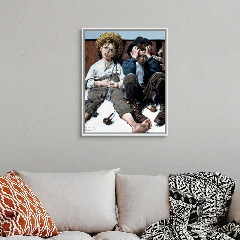 Norman Rockwell Retribution! Toile, art mural, H 32 po x l 26 po x P 1,75 po, Cadre flottant blanc