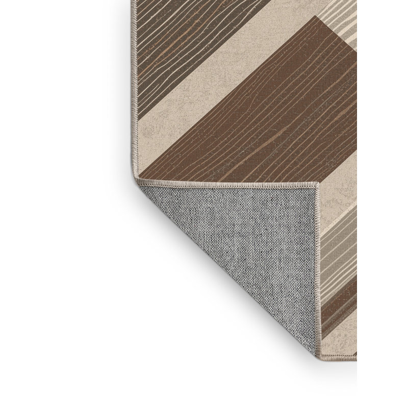 Tapis beige en bois rustique lavable à la machine Arverne, 8x12