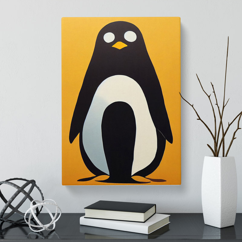 CAN-V0523-1799X Penguin Abstract - Wrapped Canvas Print, 50cm H x 35cm W, No frame