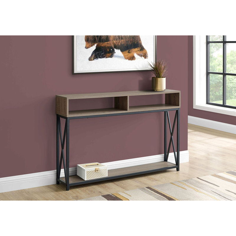 Table d'appoint, console, vestibule, étroit, canapé, salon, chambre à coucher, métal stratifié, contemporain, moderne, Taupe