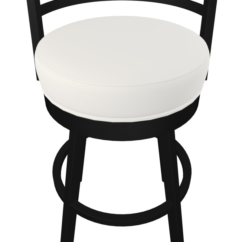 Tabouret de bar et de comptoir Aureliana, Tabouret de comptoir (siège d'une hauteur de 26 p, Similicuir - blanc Vail, Noir