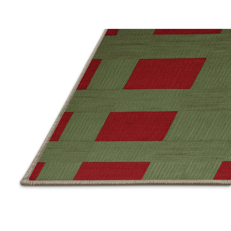 Tapis brun à carreaux lavable à la machine, Carré 7 pi