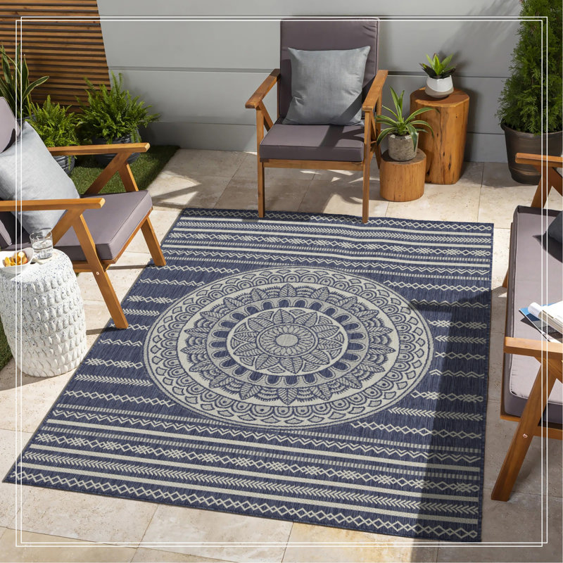 Blue Indoor/Outdoor Area Rug, Rectangle 7'10" x 10'3"