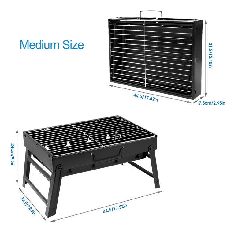 Uten Portable Barrel Charcoal BBQ Grill with Front Shelf, Carbon Steel Outdoor Barbecue Smoker, Size: One size, Black