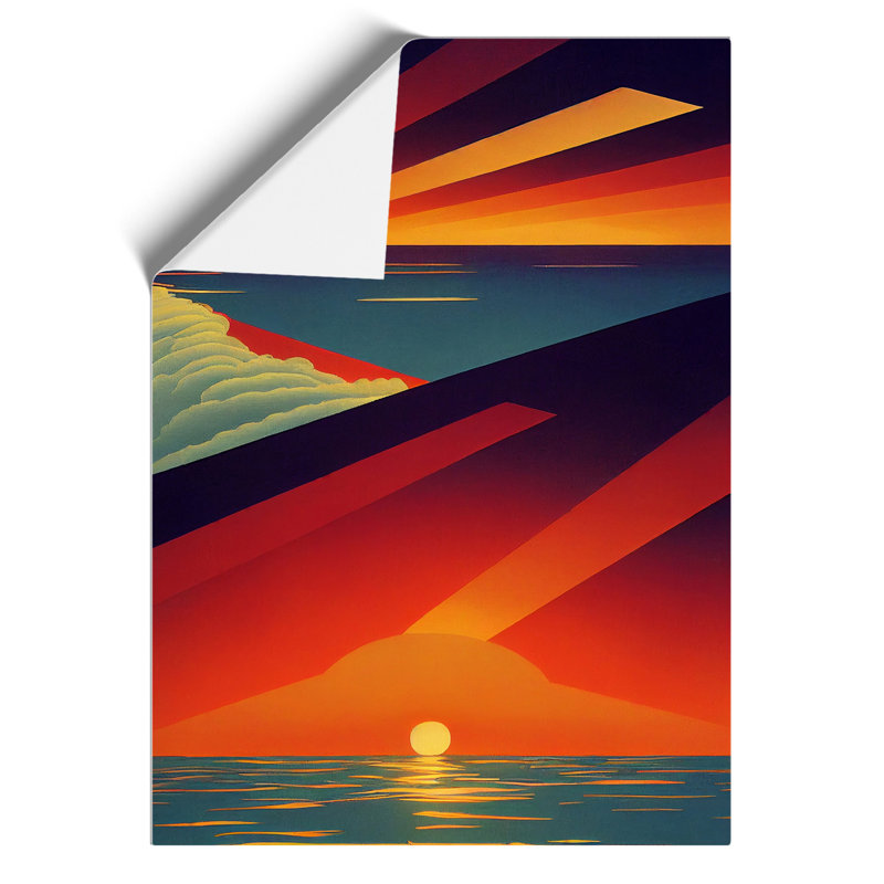 Vivid Abstract Ocean Sunset - Wall Art, Paper, 29.7cm H x 21cm W, No Matte