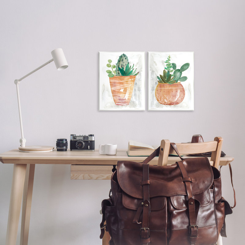  Boho Cacti & Succulents Wall Plaque Art Set by Carol Robinson