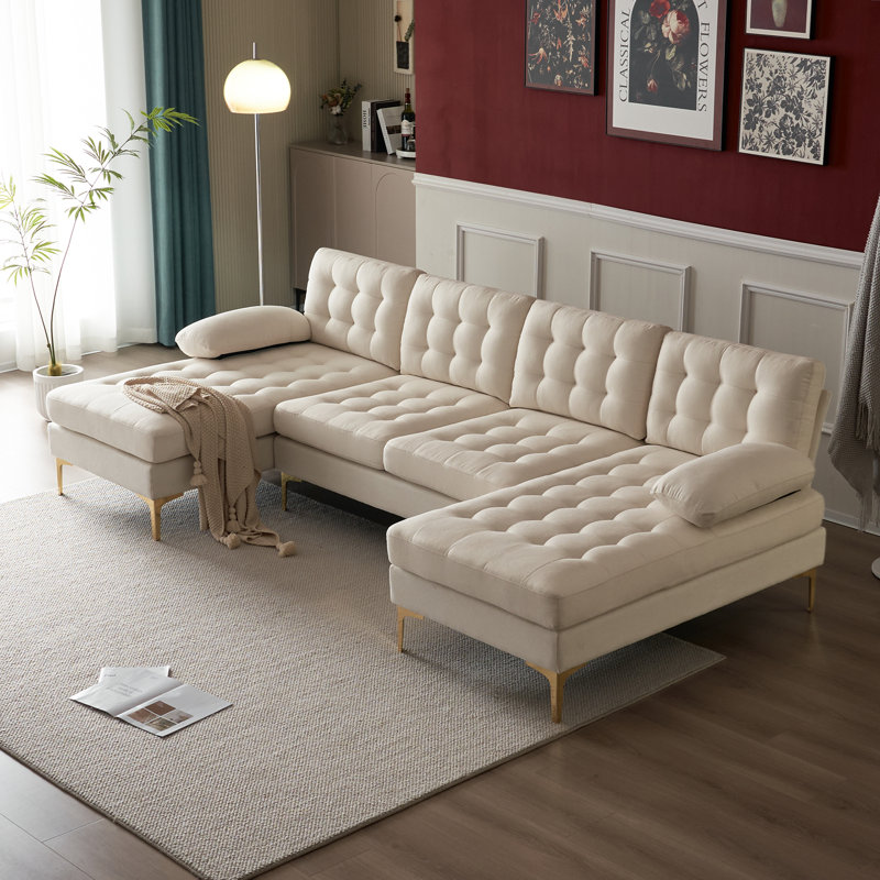 Canapé à accoudoirs coussinés 110,2 po Silber, 100 % lin beige