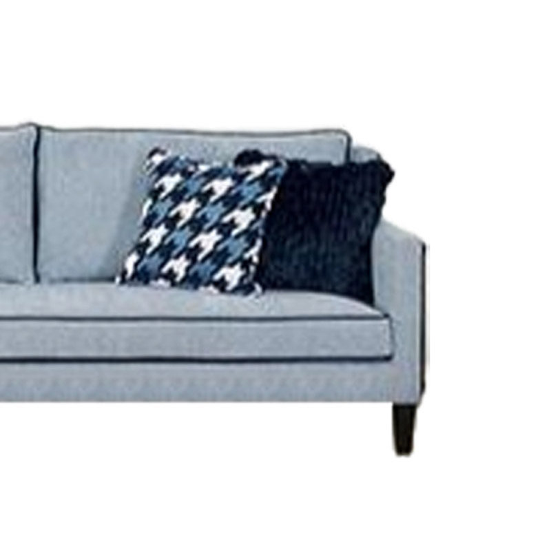 Colin Sofa, 4 Houndstooth Throw Pillows, Blue Polyester, 85 Inch