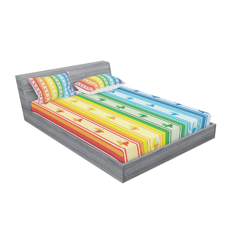 Microfiber Striped Sheet Set, Queen Sheet Set with Fitted Sheet, Striped 1