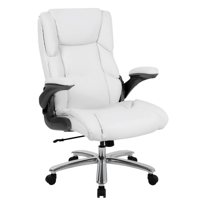 Office Chair Computer Desk Chair Big And Tall Office Chair 402Lbs Heavy Duty Mesh Ergonomic Computer Chair With Armrest Rolling Swivel Computer Pu Leather Chair For Heavy People, White