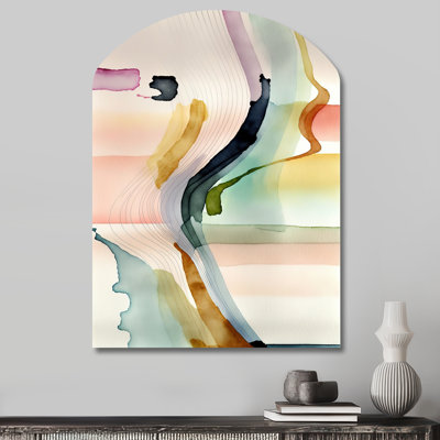 Sculpture murale asymétrique multicolore en forme d'arche abstraite multicolore Waves III