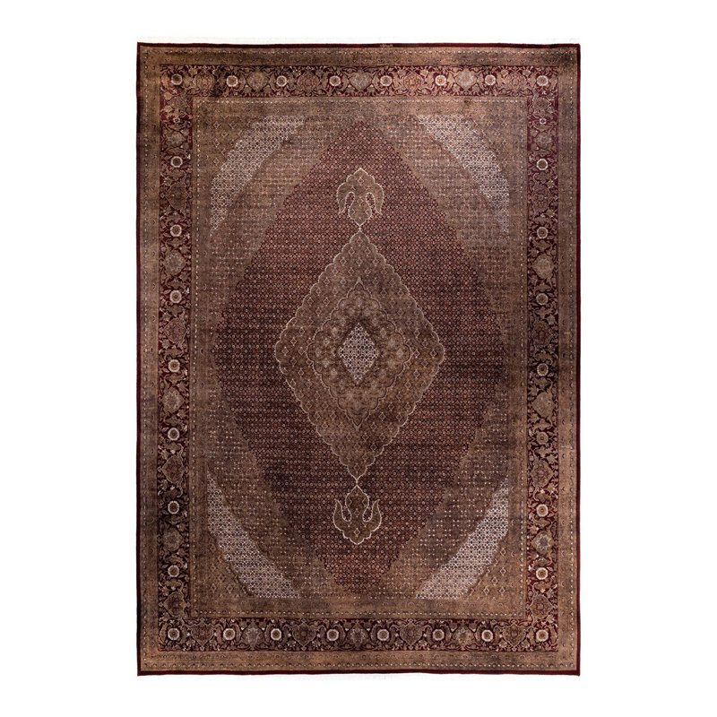 Tapis noué à la main Mazarine, unique en son genre - brun