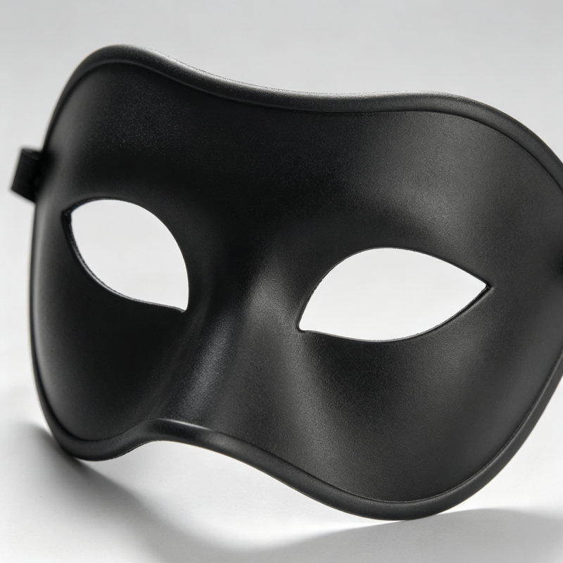Black Masquerade Mask, Plastic Venetian Half‑Face Mask