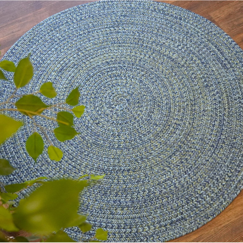 Tapis rond en tweed bleu côtier Tanzeer, Rond 5 pi