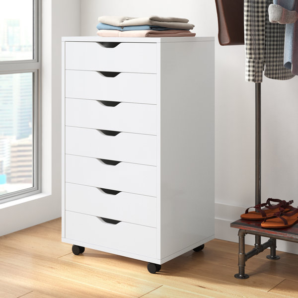 Rebrilliant Castaneda 8 Drawer Rolling Storage Chest, White