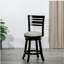 Tabouret pivotant de 24 po de hauteur, revêtement couleur latte, siège en tissu beige