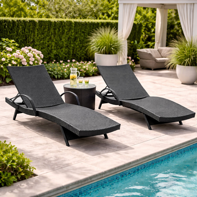 Chaise longue d'extérieur en osier PE