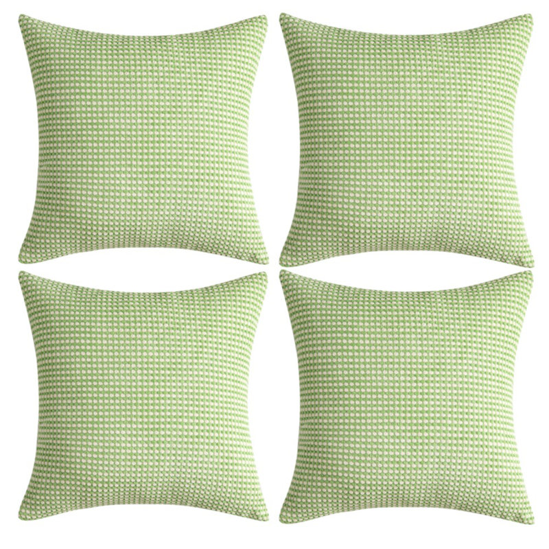 Ensemble de 4 housses de coussin en velours côtelé deux tons, Vert clair