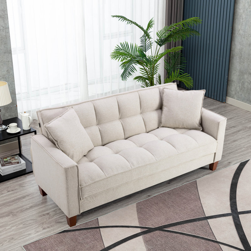Canapé rembourré 70 po Evella, 100 % polyester beige