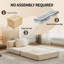 Canapé à compression, canapé-lit convertible au sol avec structure de forme fixe, canapé modulaire à une place sans os, sans assemblage, tissu chenille, pour la chambre à coucher, beige-107814760