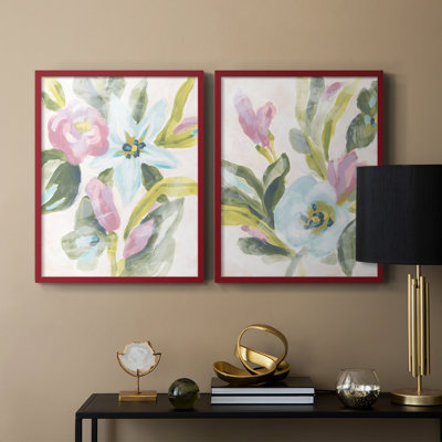 Impression encadrée florale Fresco I-Premium - prête à être accrochée - aucun clou requis - aucun clou requis