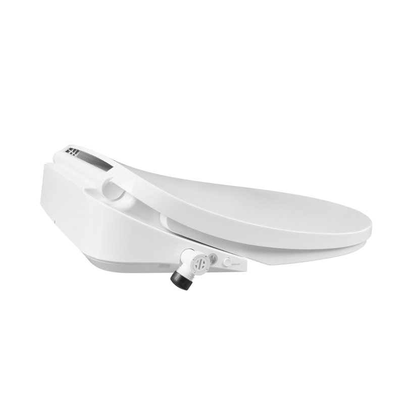 Bidet à siège de toilette blanc électronique allongé avec télécommande sans fil / eau chaude / sécheuse