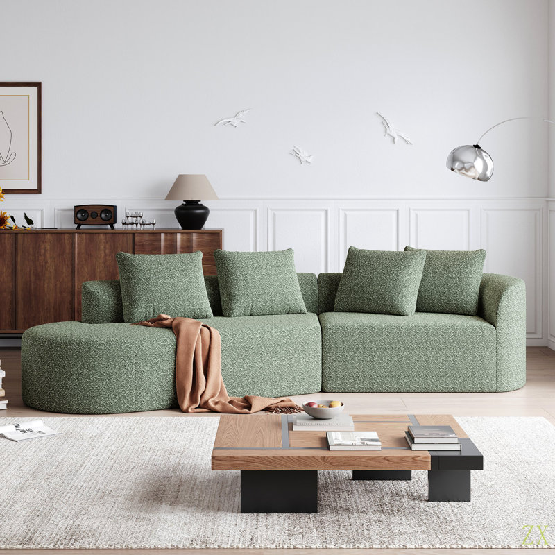 Canapé modulaire surdimensionné et rembourré Modern, Chenille verte