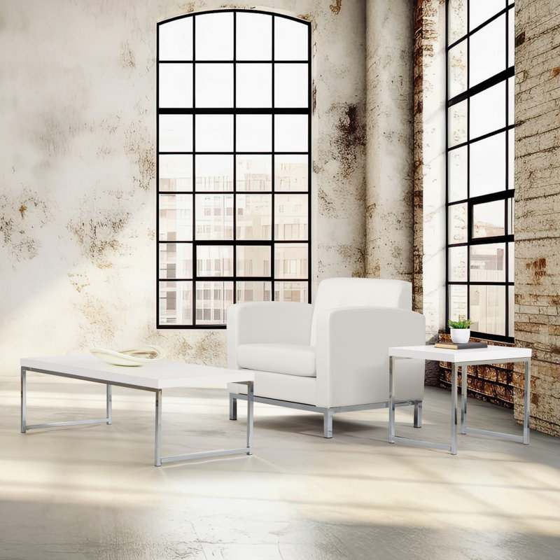 Frome End Table, Chrome/White