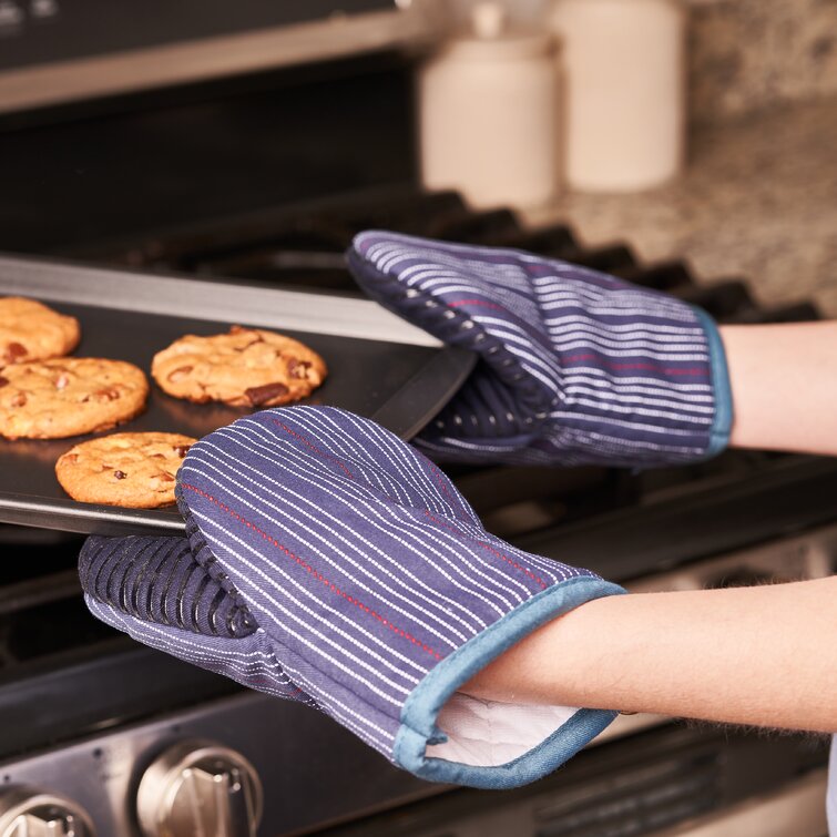 Nautica Grey 100% Cotton Mini Oven Mitts with Silicone Palm (Set of 2)