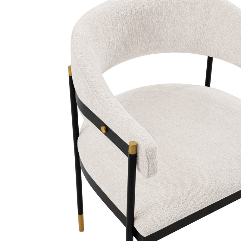 Chaise d'appoint rembourrée en métal Lia, Crème, crème
