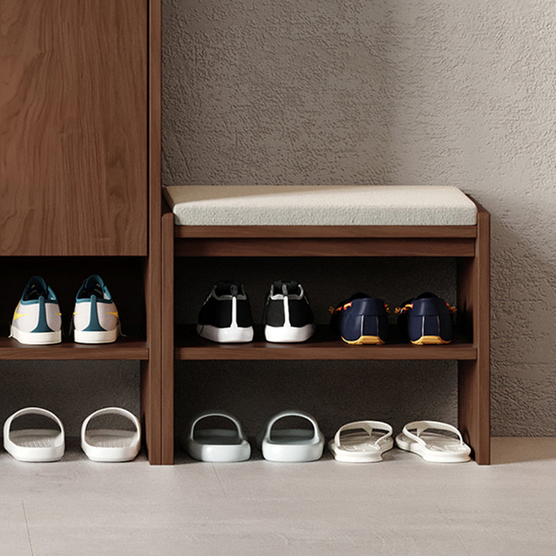 Banc à chaussures en bois massif de style nordique pour chambre à coucher et salon, Brun