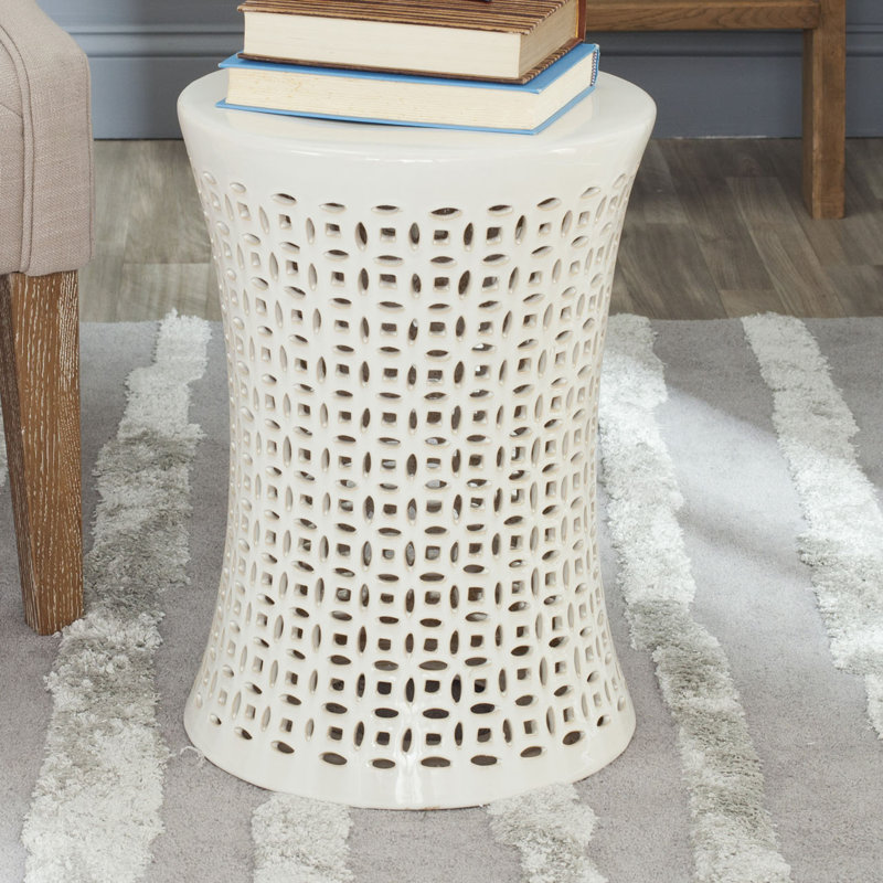 Tabouret de jardin en céramique Alondo, Crème